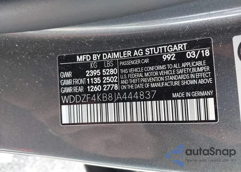 2018 Mercedes-Benz E 300 4Matic z USA, uszkodzony, nr VIN WDDZF4KB8JA444837